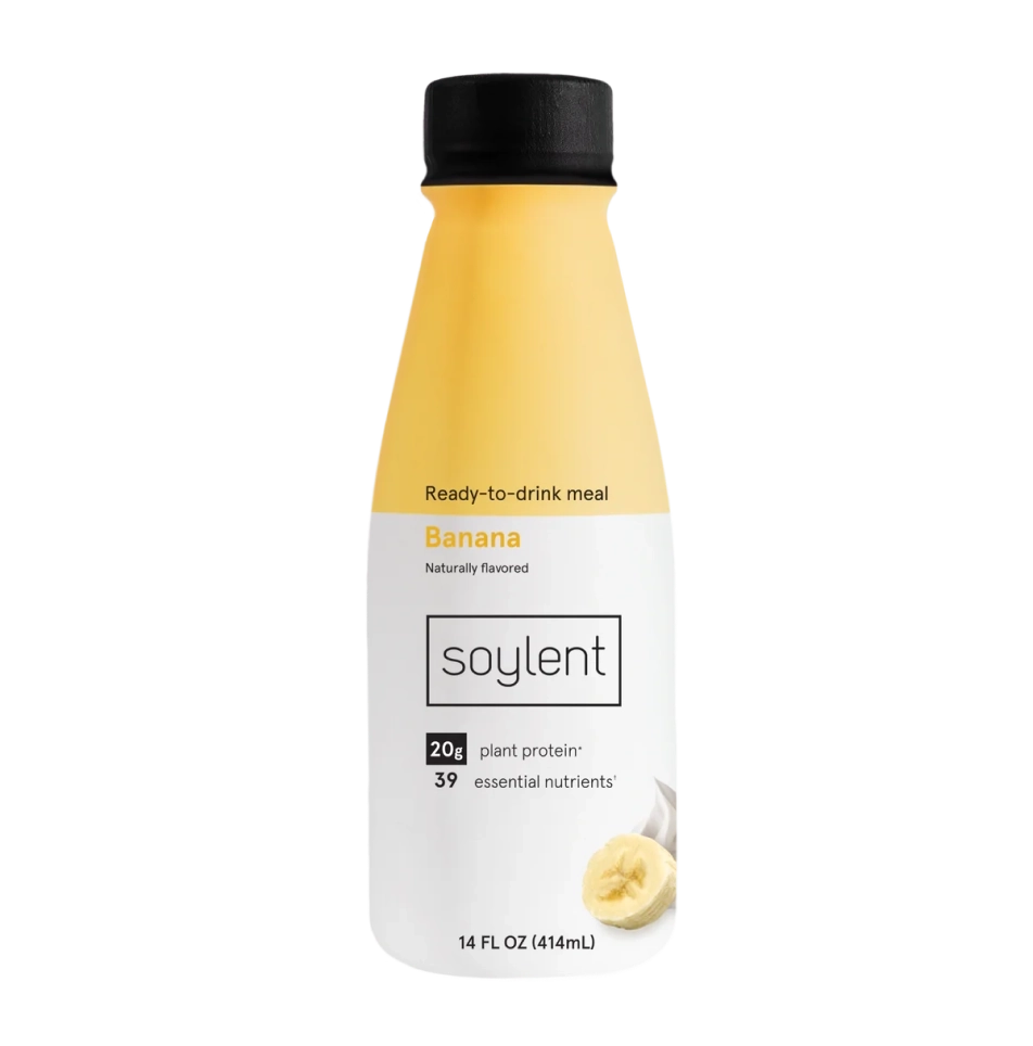 Soylent banana bottle with banana slices
